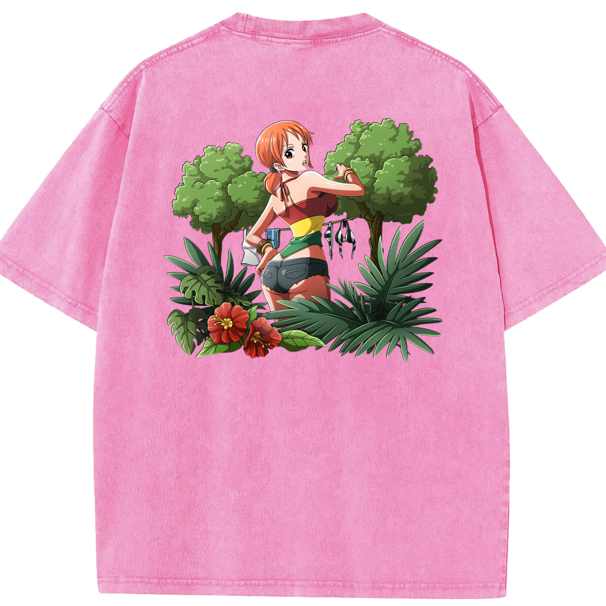 ワンピース ナミ ONE PIECE Nami 綿100% ヴィンテージ風 半袖Tシャツ（背面プリント）